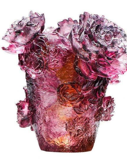 Majestic Noble Purple Tree Peony Glass Vase - Premium Colored Glaze Decor