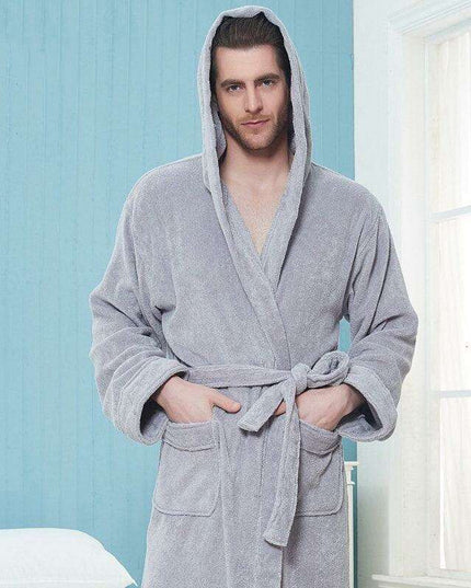 Cozy Elegance Unisex Cotton Hooded Kimono Robe for Winter