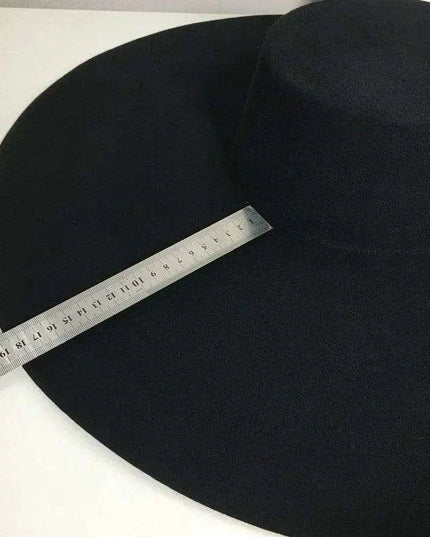 Elegant Women's Black Wool Fedora Hat with Wide Brim for Fall and Winter Fashion