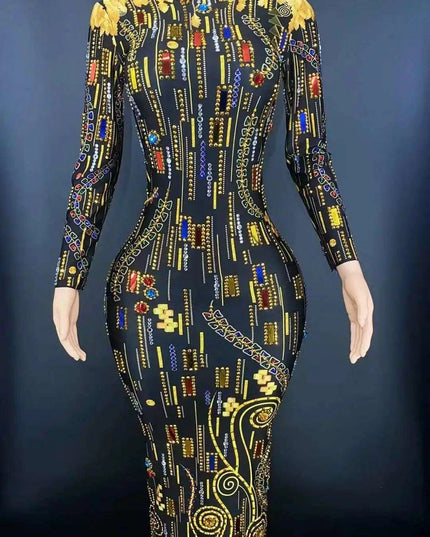 Sparkling Black Bodycon Dress with Rhinestone Details: The Ultimate Statement for Confident Women