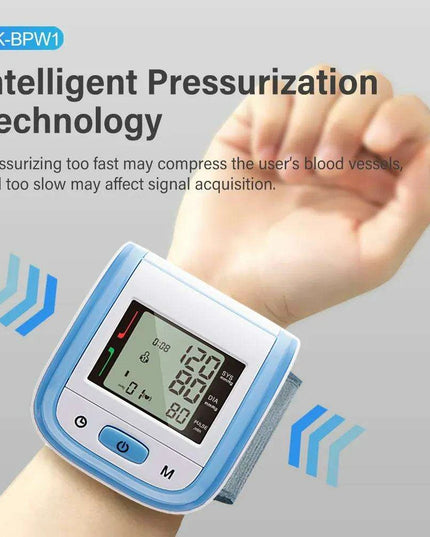 Portable Automatic Wrist Blood Pressure Monitor with Heart Rate Monitoring - Easy-to-Use Design