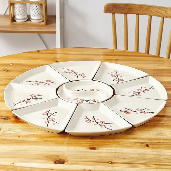 Artisan Hand-Painted Japanese Ceramic Dining Set with Elegant Platter and Bowl