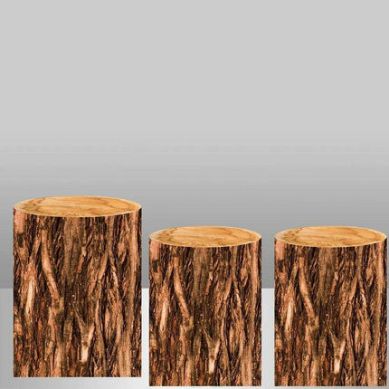 Customizable Wood Bark Elastic Fabric Cylinder Covers for Stunning Dessert Table Decor