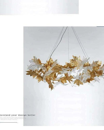 Luxurious Handcrafted Glass Chandelier with Copper Finish