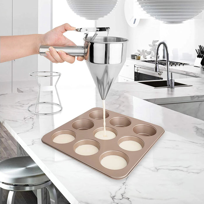 Precision Stainless Steel Pancake Batter Dispenser with Sturdy Base