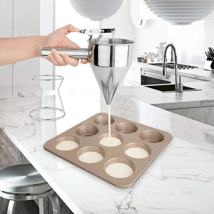 Ultimate Stainless Steel Batter Dispenser with Stand - The Perfect Kitchen Tool for Flawless Pancakes and More