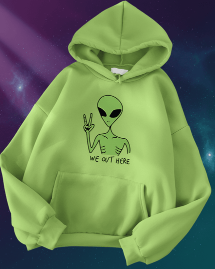 Quirky Green Alien Hoodies for Girls - Fun and Cozy Winter Sweatshirts