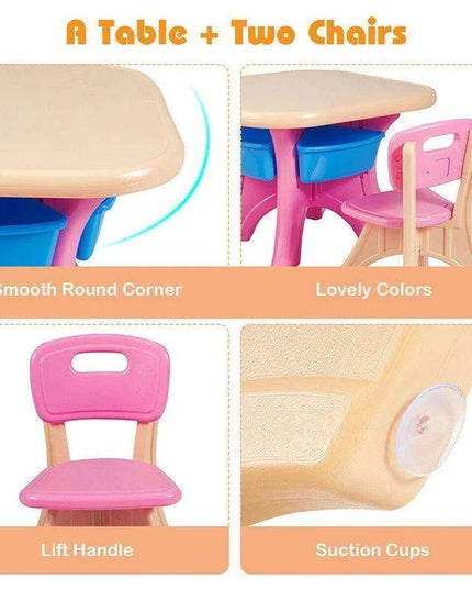 Kids' Creative Plastic Furniture Set with Storage Bins | Eco-Friendly Design | Fun and Durable Table and Chairs for Young Children