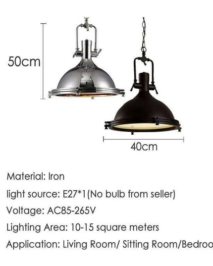 Industrial Vintage Black Metal Pendant Light for Rustic Home Interiors