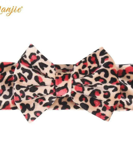 Leopard Print Velvet Headband and Hair Bow Set - Stylish Hair Accessories for Fashion-Forward Girls
