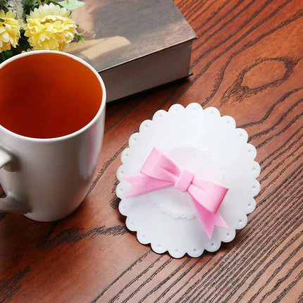 Charming Bowknot Silicone Cup Lid - Stylish and Secure Beverage Cover