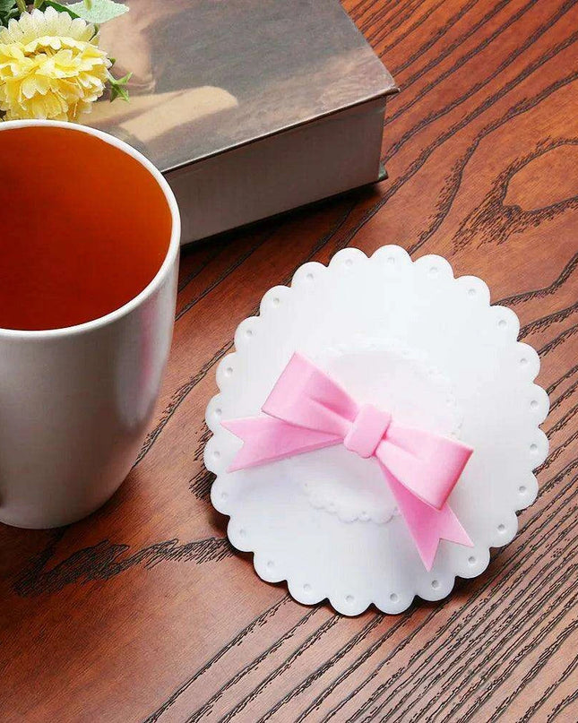 Charming Bowknot Silicone Cup Lid - Stylish and Secure Beverage Cover
