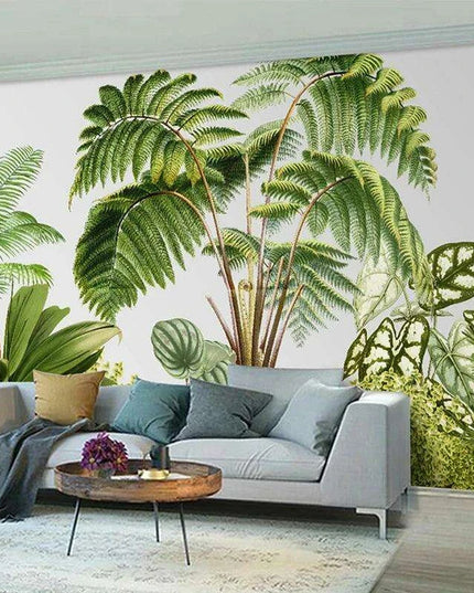 Customizable 3D Tropical Foliage Wallpaper Mural - Refresh Your Interior