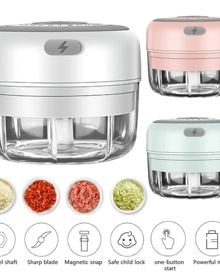 Compact Electric Garlic Chopper with Quick-Slice Technology and Adjustable Capacity