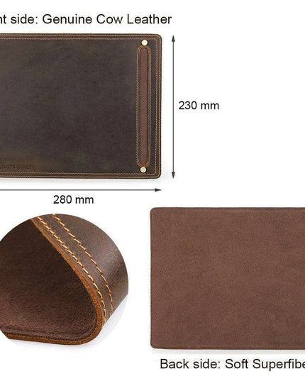 Luxurious Nubuck Leather Mouse Pad with Convenient Pen Holder for an Upscale Office