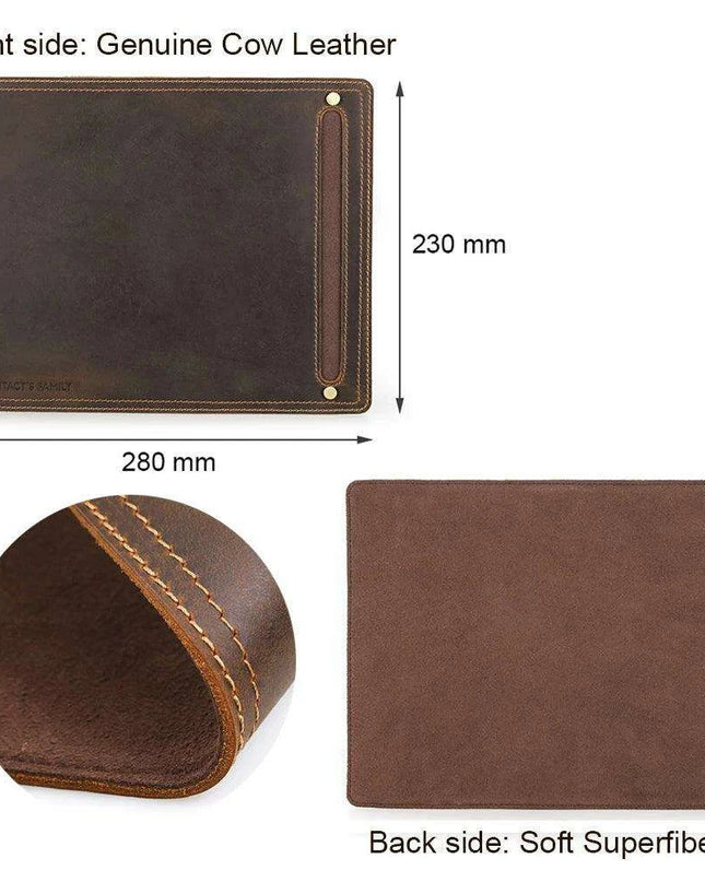 Luxurious Nubuck Leather Mouse Pad with Convenient Pen Holder for an Upscale Office