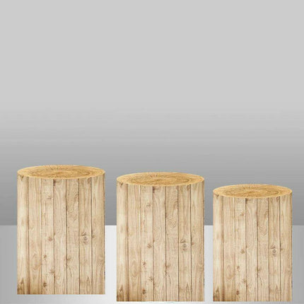 Customizable Wood Bark Elastic Fabric Cylinder Covers for Stunning Dessert Table Decor