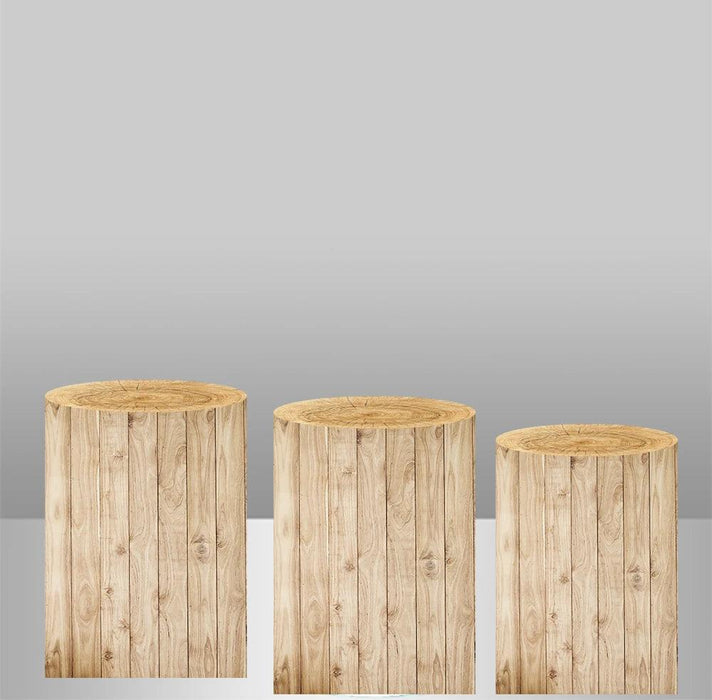 Customizable Wood Bark Elastic Fabric Cylinder Covers for Stunning Dessert Table Decor
