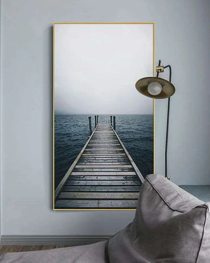 Serene Nordic Coastal Pier Canvas Art