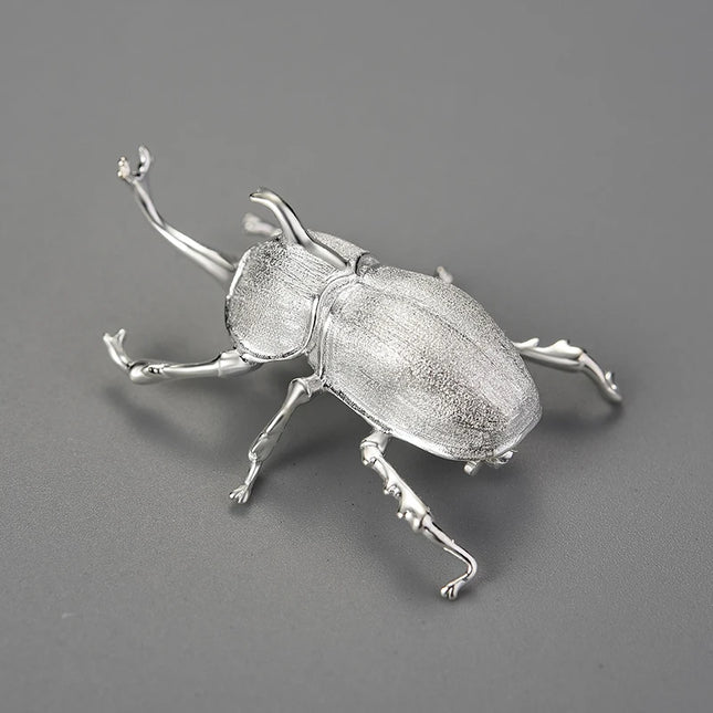 Lotus Fun Rhinoceros Beetle Brooch — 18K Gold Plated 925 Sterling Silver