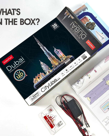 Illuminated Dubai Skyline 3D Puzzle Kit - Experience the Magic of the City