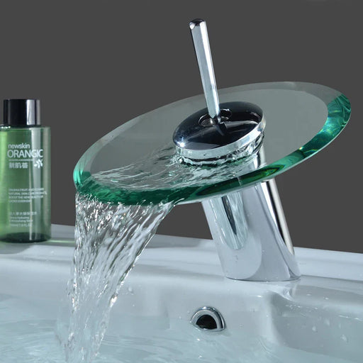 Colorful Glass Waterfall Faucet – Chrome Single Lever Mixer Ta