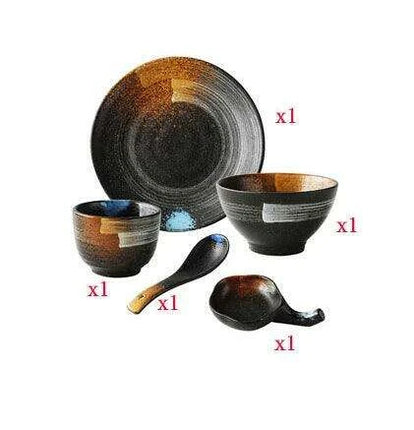 Exquisite Japanese-Inspired Ceramic Tableware Set - Frosted Bowls and Plates for Upscale Dining