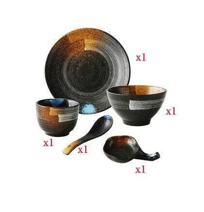 Exquisite Japanese-Inspired Ceramic Tableware Set - Frosted Bowls and Plates for Upscale Dining