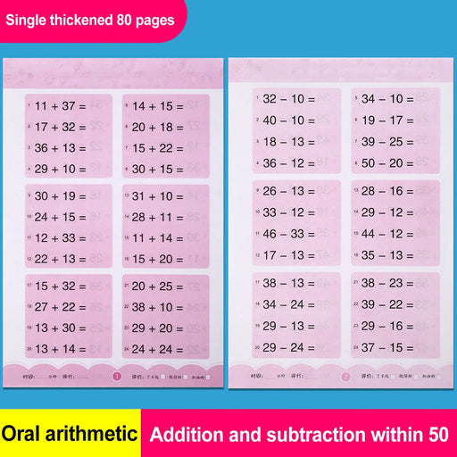 0-100 Addition and Subtraction Learning Notebook for 3-6 Year Olds - 95 Pages