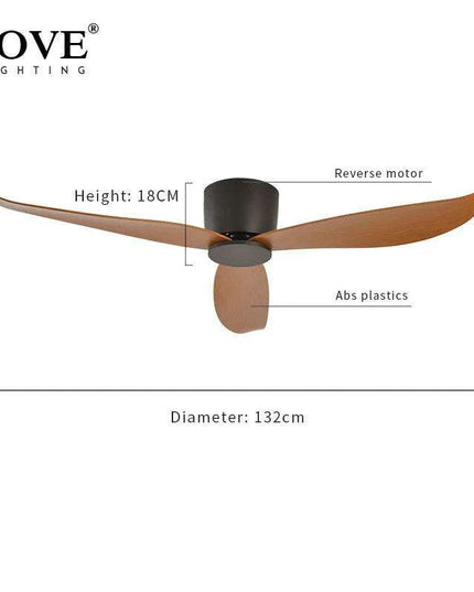 Modern Black and White Remote-Controlled Low Profile Ceiling Fan - 30W DC Motor - No Light - Sleek Design - 220V
