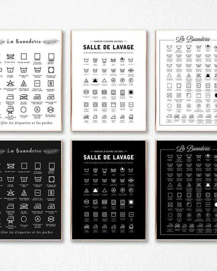 Scandinavian Chic Monochrome Canvas Art for Laundry Room Aesthetics