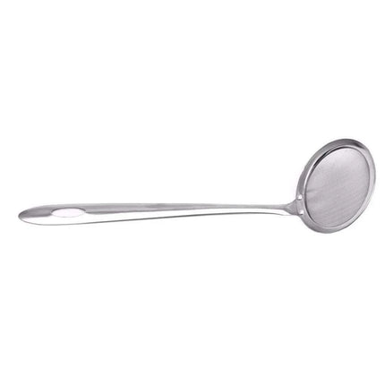 Japanese Stainless Steel Fine Mesh Skimmer Ladle with Extended Handle for Safe Oil and Steam Handling