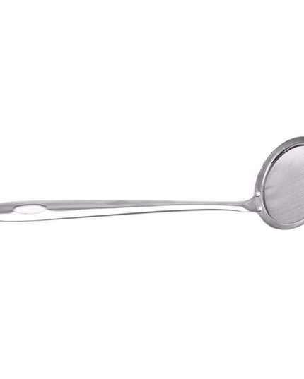 Japanese Stainless Steel Fine Mesh Skimmer Ladle with Extended Handle for Safe Oil and Steam Handling