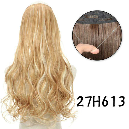 Blonde and Black Halo Hair Extensions for Effortless Volume and Length Boost