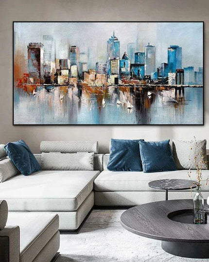 City Serenity: Contemporary Urban Oil Painting for Modern Spaces
