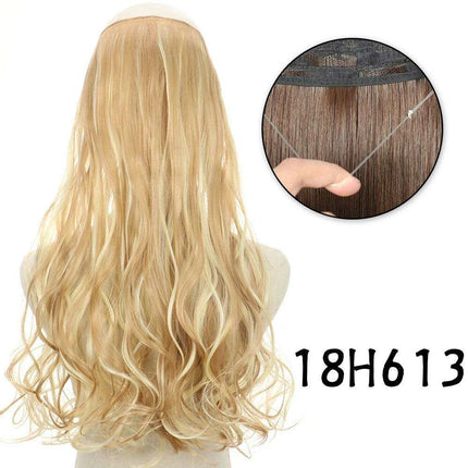 Blonde and Black Halo Hair Extensions for Effortless Volume and Length Boost