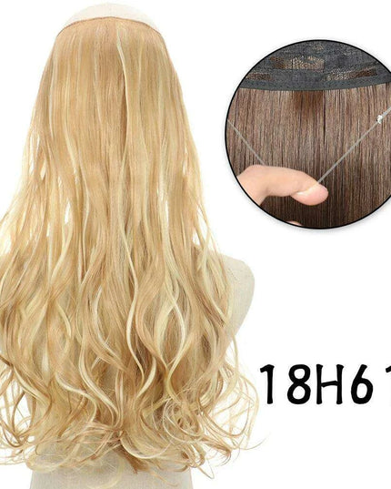 Blonde and Black Halo Hair Extensions for Effortless Volume and Length Boost