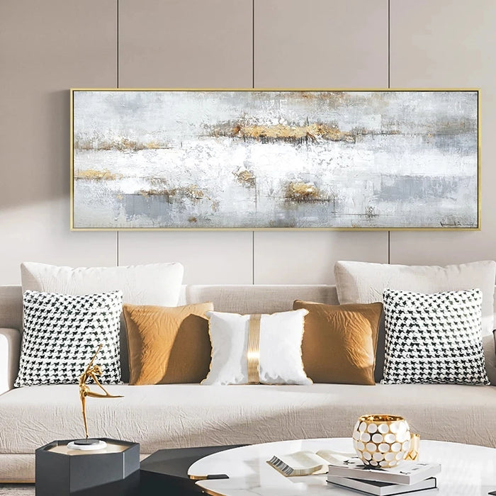 Elegant White Abstract Canvas Art Print for Modern Living Room Decor - Stylish Wall Decoration