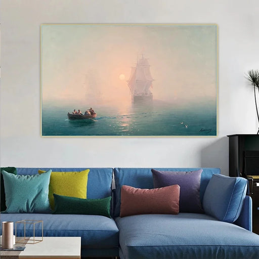 Nautical Warfare Art Print - Coastal Living Room Wall Decor