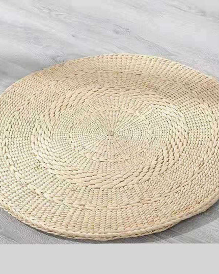 Sustainable Japanese Round Meditation Pouf with Eco-Friendly Straw Cover