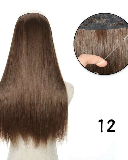 Blonde and Black Halo Hair Extensions for Effortless Volume and Length Boost