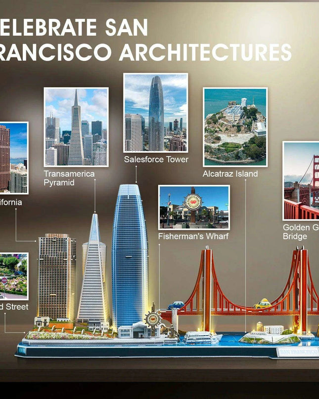 San Francisco Skyline LED 3D Puzzle - Interactive Architectural Model Kit for All Ages