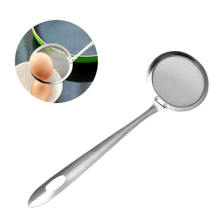 Japanese Stainless Steel Fine Mesh Skimmer Ladle with Extended Handle for Safe Oil and Steam Handling