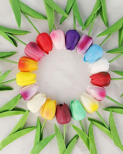 Sophisticated White Tulip Faux Floral Set - 10 Realistic Stems for Elegant Home Styling