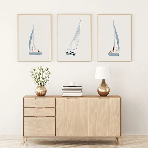 Nautical Sailboat Canvas Poster for Coastal Nursery Decor