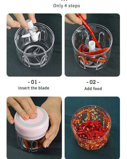 Compact Electric Garlic Chopper with Quick-Slice Technology and Adjustable Capacity