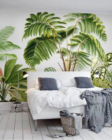 Customizable 3D Tropical Foliage Wallpaper Mural - Refresh Your Interior