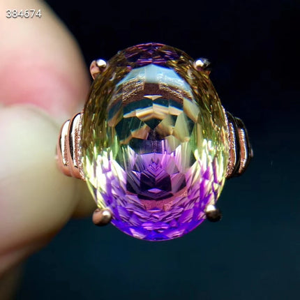 Natural Purple Yellow Ametrine Quartz Resizable Ring Faceted Cut Women Adjustable Size Ring Ametrine 12*16mm Rare Gift AAAAAA natural-purple-yellow-ametrine-quartz-resizable-ring-faceted-cut-women-adjustable-size-ring-ametrine-12-16mm-rare-gift-aaaaaa