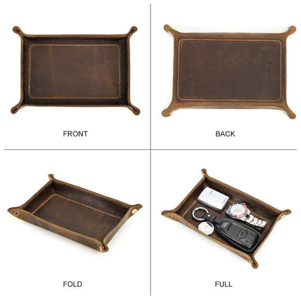 Elegant Leather Desktop Organizer Tray - Stylish Storage Solution