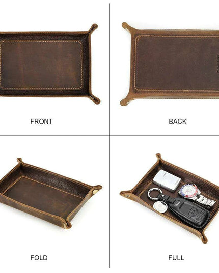 Elegant Leather Desktop Organizer Tray - Stylish Storage Solution